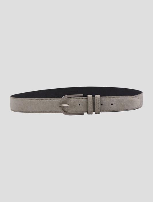 Kiton Gray Leather Suede Belt