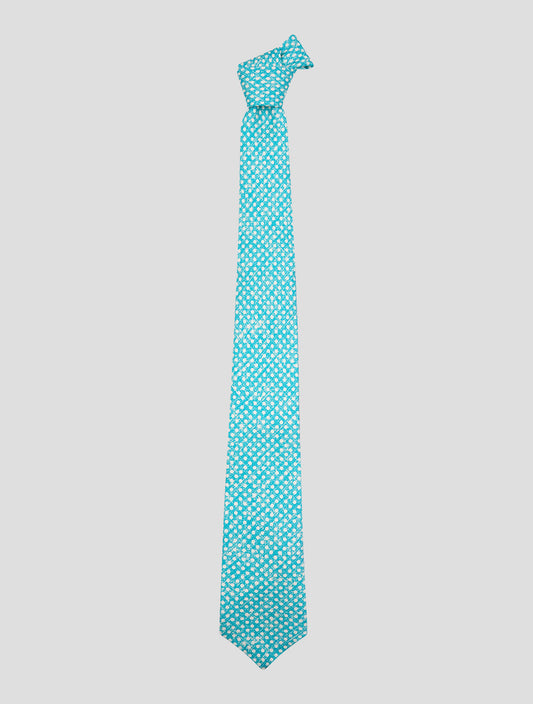 Kiton Light Blue White Silk Tie