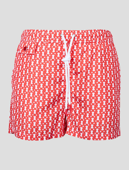 Kiton Red White Pl Swim Trunks