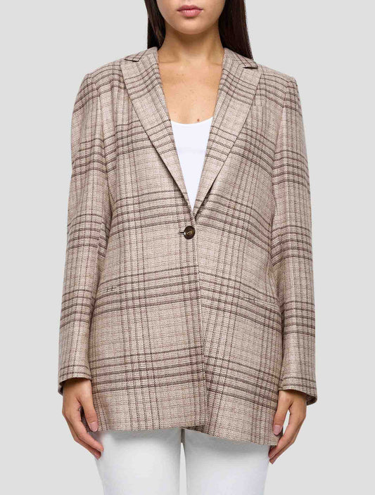 Kiton Brown Silk Cashmere Blazer Women