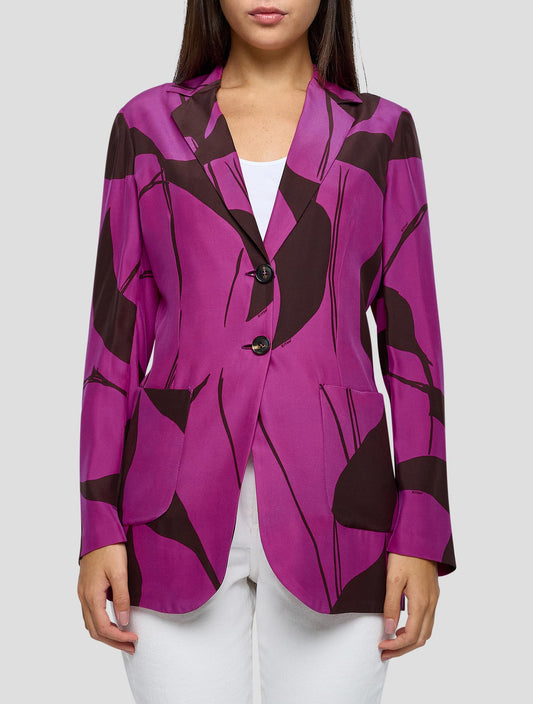 Kiton Fuchsia Brown Silk Blazer Women
