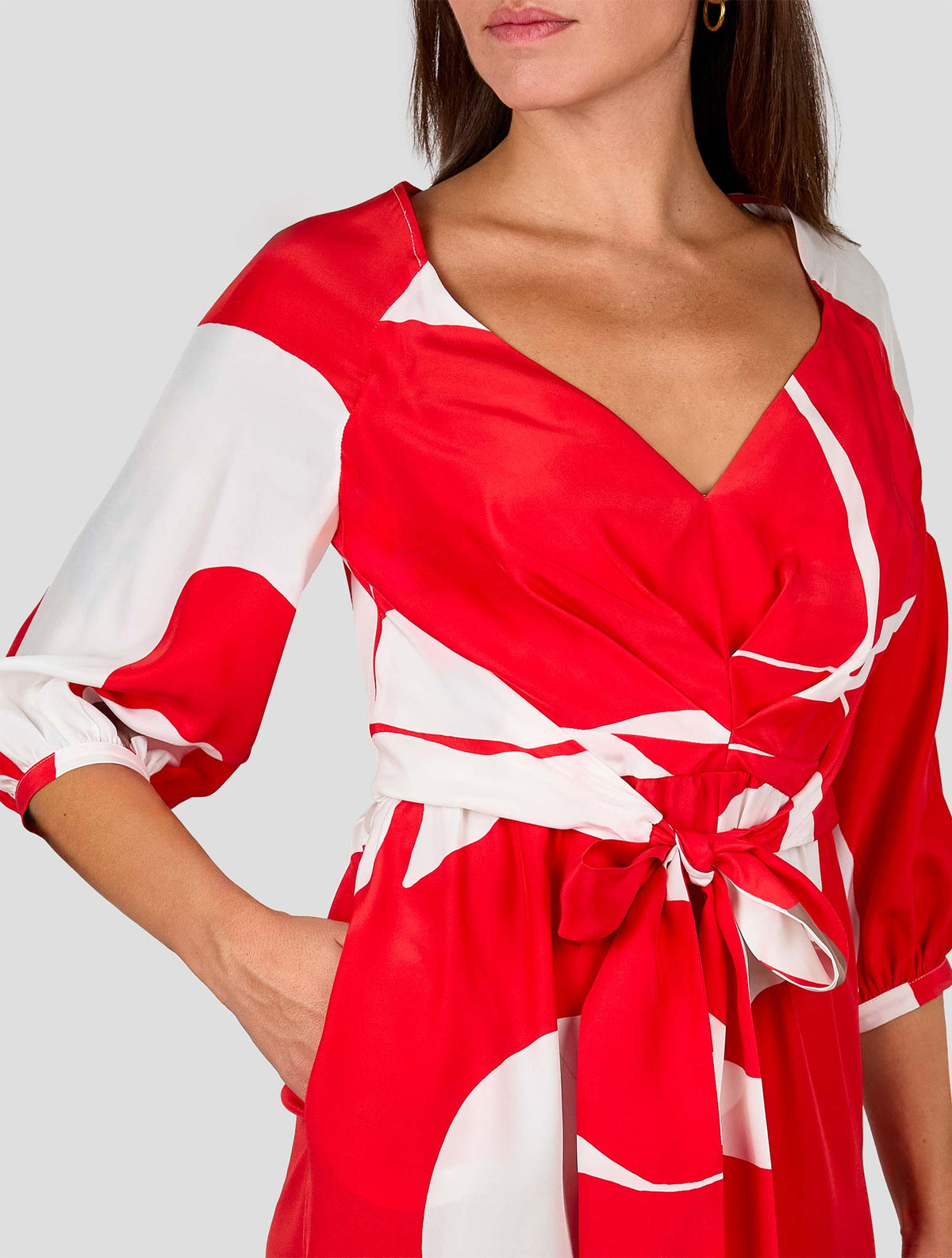 Kiton Red White Silk Dress Women