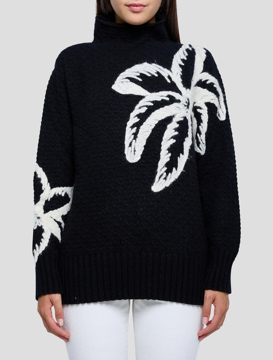 Kiton Black White Cashmere Sweater Turtleneck Women