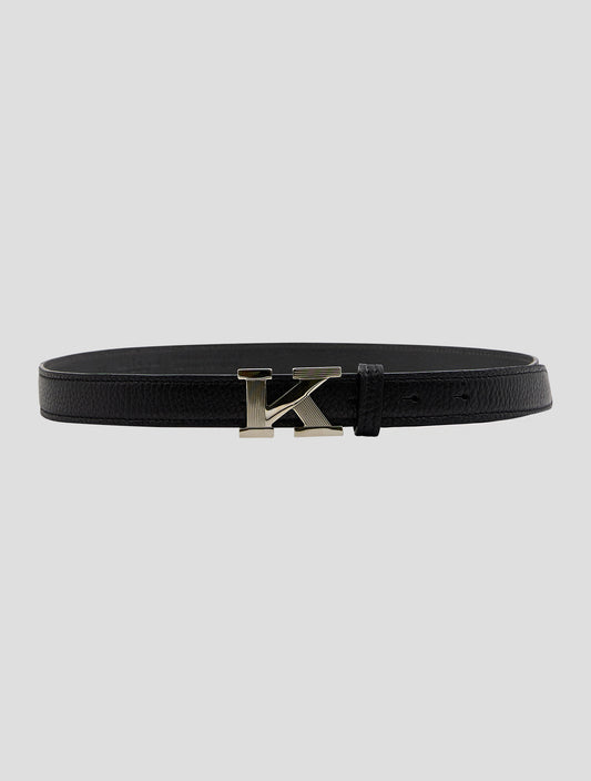 Kiton Black Leather Deer Belt Women