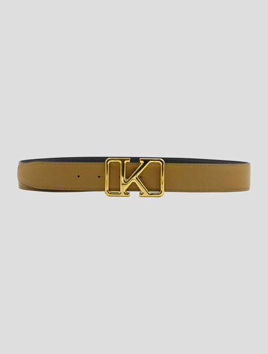 Kiton Brown Leather Calf Belt Women