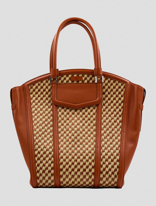 Kiton Beige Brown Viscose Cotton Bag Women
