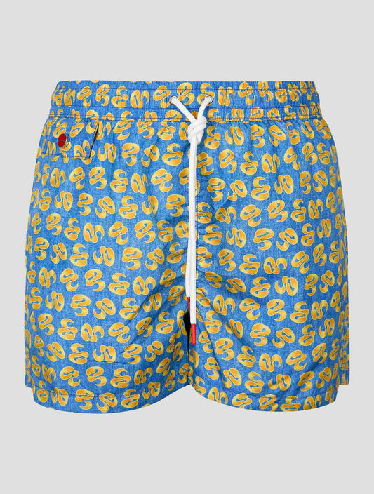 Kiton Light Blue Yellow Pl Swim Trunks