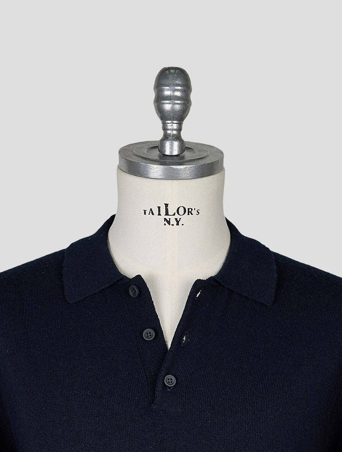 Kiton Knt Blue Navy Virgin Wool Sweater Polo