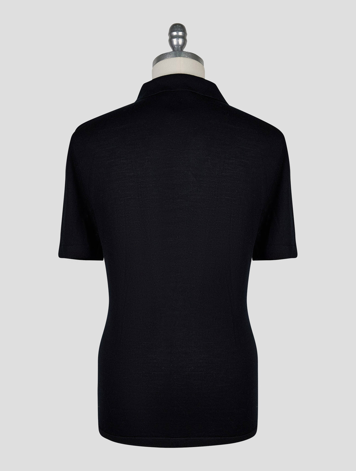 Kiton Knt Black Virgin Wool Silk Polo