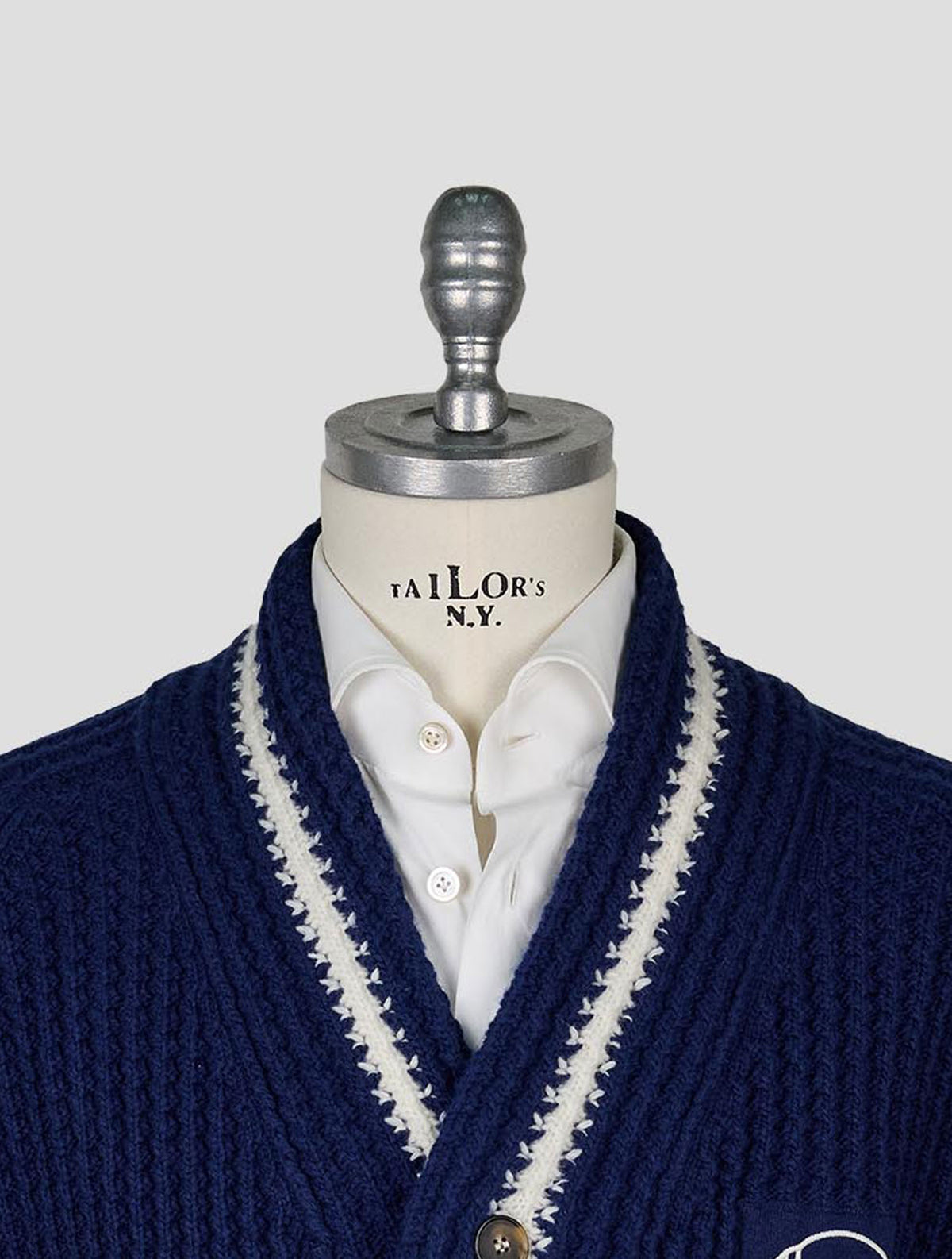 Kiton Knt Dark Blue Wool Cardigan