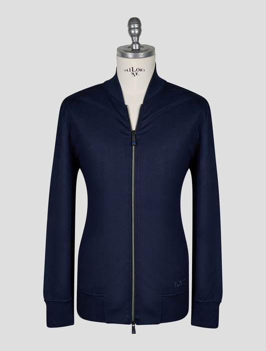 Kiton Knt Dark Blue Viscose Ea Sweater Full Zip