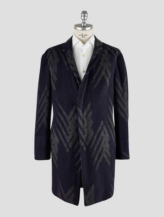 Kiton Knt Gray Blue Cashmere Pa Overcoat