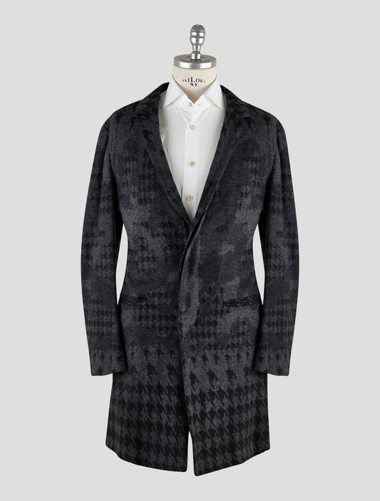 Kiton Knt Gray Black Cashmere Pa Overcoat